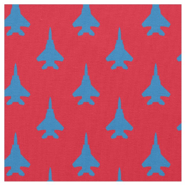 Blått på Red Strejka Eagle Fighter Jet Mönster Tyg (Närbild)