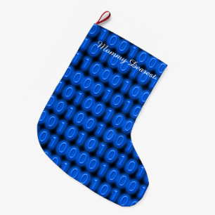 Blått på svart binärt kodifierar stor julstrumpa