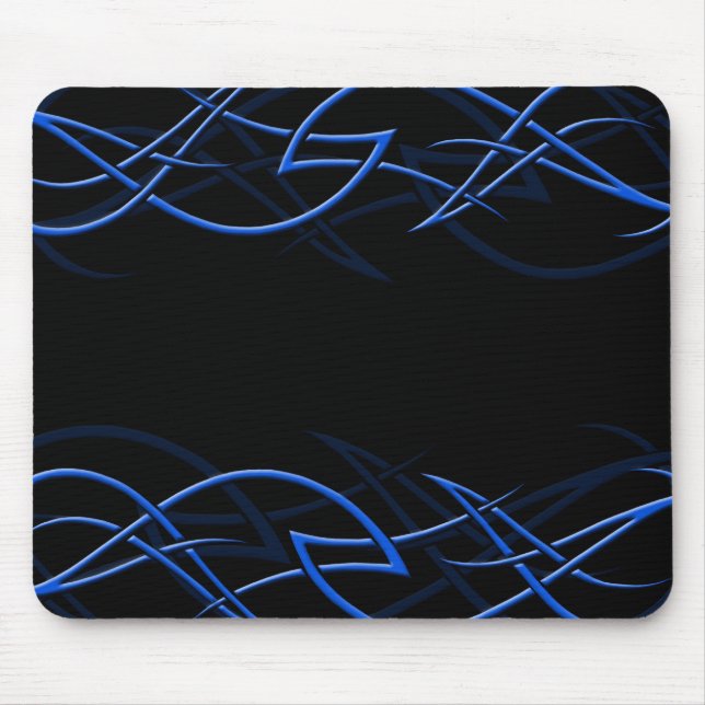 Blått på svart "elegans" Mousepad Musmatta (Framsidan)