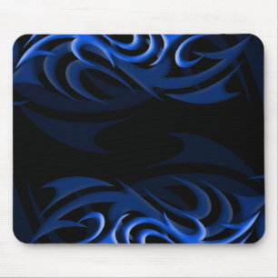 Blått på svart "röker" Mousepad Musmatta