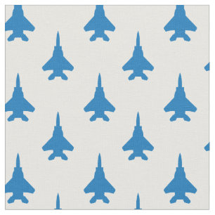 Blått på vit F-15 Fighter Jet Mönster Tyg