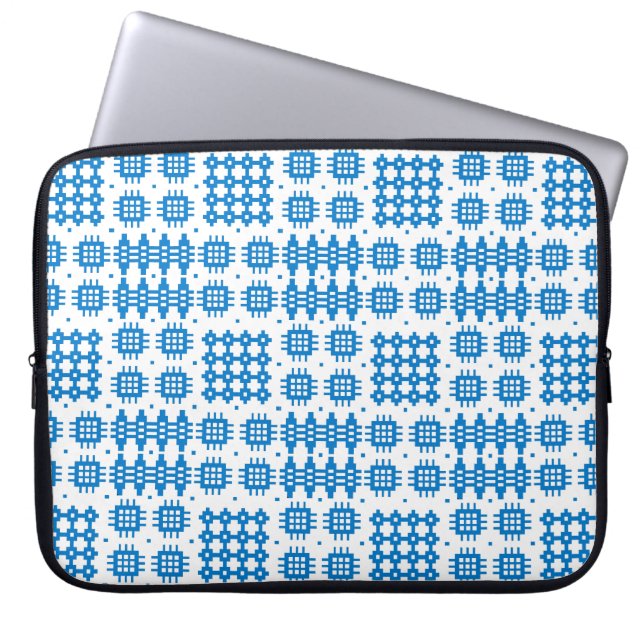 Blått på vit, traditionell walesisk teori Mönster Laptop Fodral (Framsidan)
