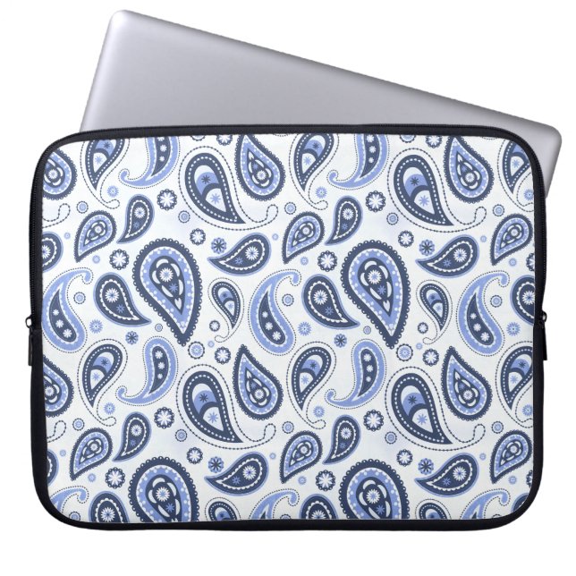 Blått Paisley-mönster Laptop Fodral (Framsidan)