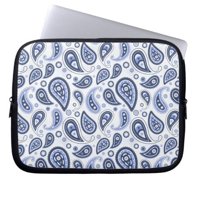 Blått Paisley-mönster Laptop Fodral (Framsidan)