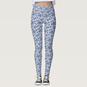 Blått Paisley-mönster Leggings