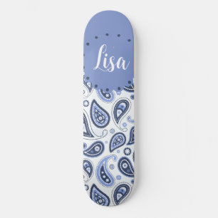Blått Paisley-mönster Mini Skateboard Bräda 18,5 Cm