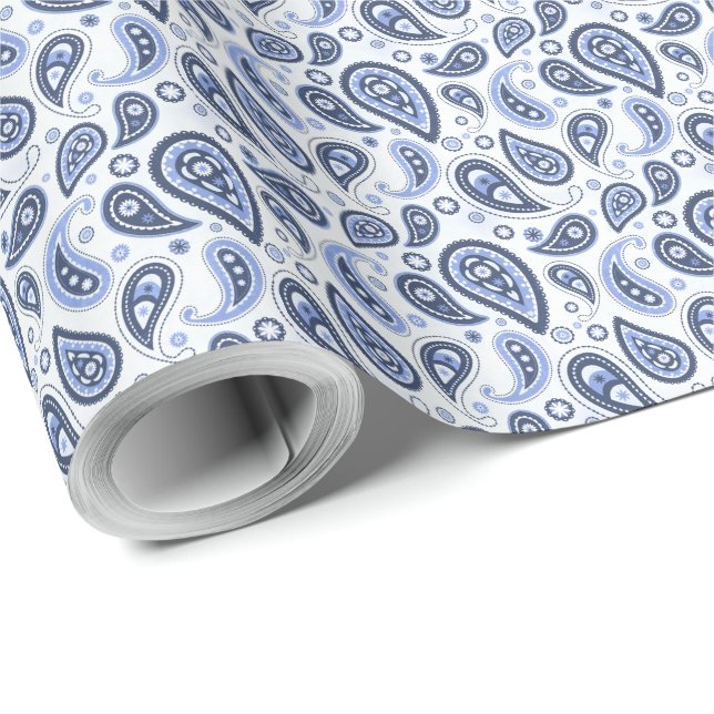Blått Paisley-mönster Presentpapper (Rulle Hörn)