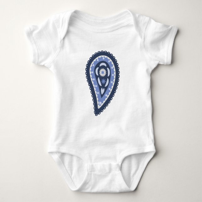 Blått Paisley-mönster T Shirt (Framsida)