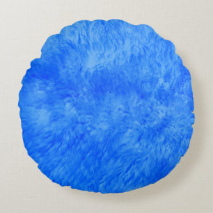 Blått Päls Frenzy Rund Kudde