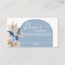 Blått Pampas Grass Boy Diaper Raffle Card