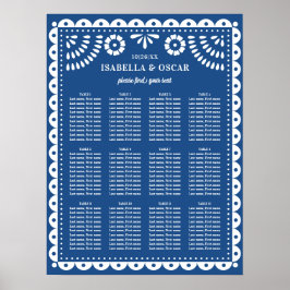 Blått papel Picado-bröllopsskylt Poster