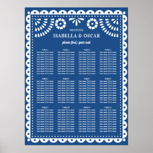 Blått papel Picado-bröllopsskylt Poster