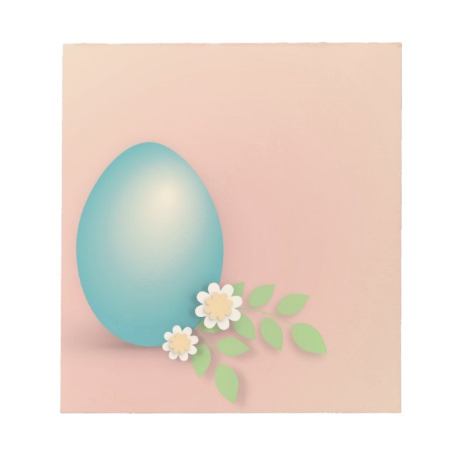 Blått påskägg mellan blommor och löv anteckningsblock (Framsida)