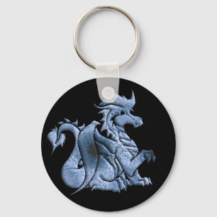 Blått påskyndad drakesvart Keychain Nyckelring