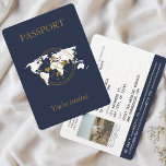Blått pass för Guld, destinationsbröllopsfoto för  Inbjudningar<br><div class="desc">Vi presenterar vår bröllopsinbjudan "Pass till Kärlek" - en resa till evigt! Är du redo att ge dig ut på det mest spännande äventyr i ditt liv? Er bröllopsdag är det första steget mot en otrolig gemensam resa, och vår bröllopsinbjudan "Pass till Kärlek" är perfektens väg till inbjudan era kära...</div>