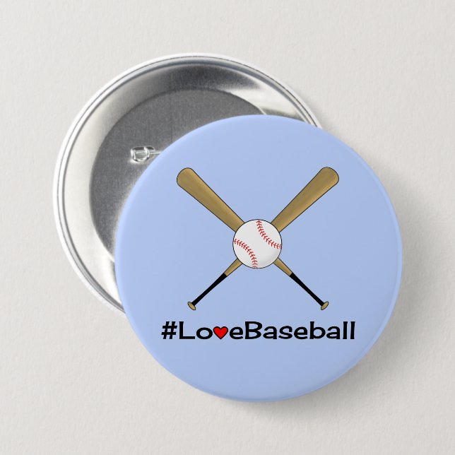 Blått pass för Kärlek baseball Knapp (Framsida & baksida)