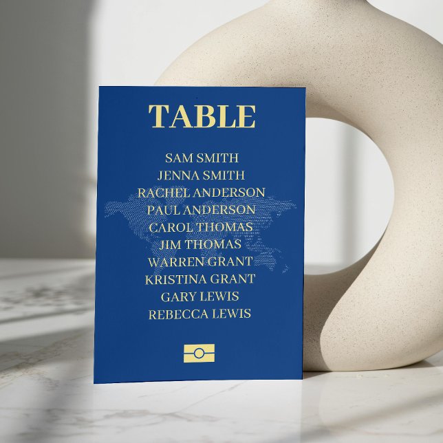 Blått passets målbröllop - sittdiagram bordsnummer (Blue Passport Destination Wedding Seating Chart Table Number)