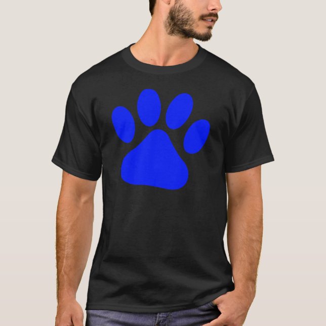 Blått Pawprint T Shirt (Framsida)