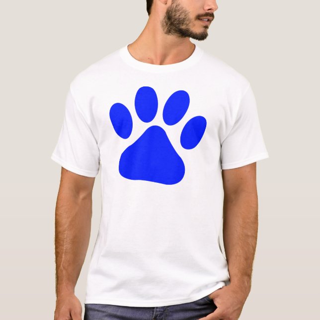 Blått Pawprint Tee Shirt (Framsida)