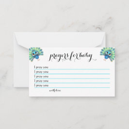 Blått peacock Baby Shower Prayers Card Anteckningskort