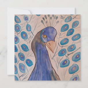 Blått peacock-gratulationskort