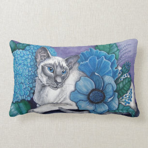 Blått pekar den Siamese katten Lumbarkudde
