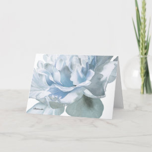 Blått peony Fine Art Watercolor Greeting Card Kort
