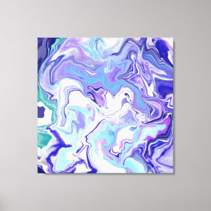 Blått periwinkle Marble Fluid Art Canvastryck