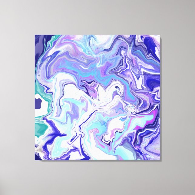 Blått periwinkle Marble Fluid Art Canvastryck (Framsida)