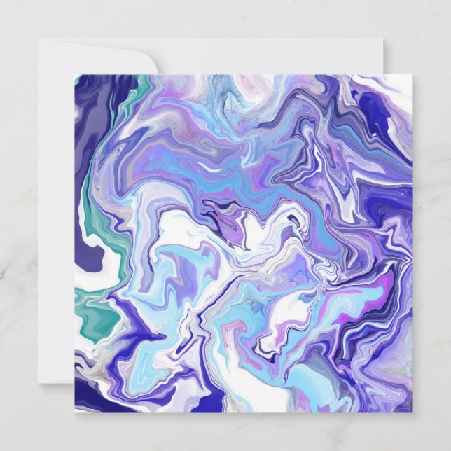 Blått periwinkle Marble Fluid Art Inbjudningar (Framsida)