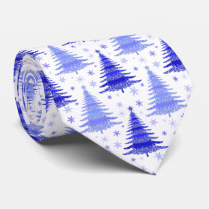 Blått periwinkle Mönster Design julgran Slips