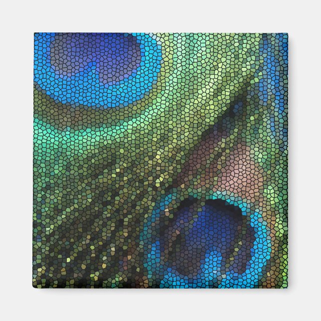 Blått persikofärgat glas magnet (Framsidan)