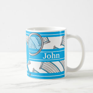 Blått personifierar tennisdesign kaffemugg