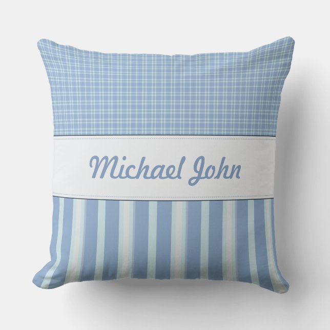 Blått Personlig Baby Nursery Pillow Kudde (Framsida)