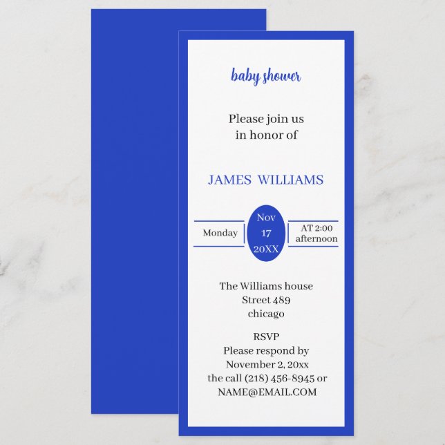Blått Personlig, babyskor Inbjudningar (Fram/baksida)