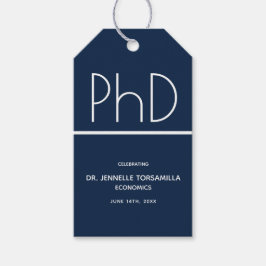 Blått PhD-Studentfest Presentetikett