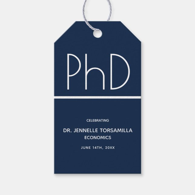 Blått PhD-Studentfest Presentetikett (Framsidan)