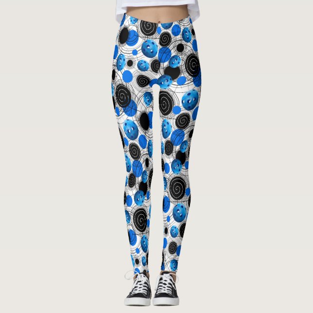 Blått Pickleballs - damasker Leggings (Framsida)