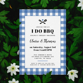 Blått Picnic Play Trasa I Do BBQ-inbjudan Inbjudningar