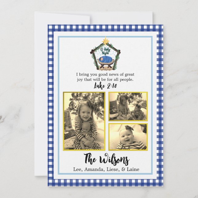 Blått PIN-julkort för vattenfärg Meddelande (Framsida)