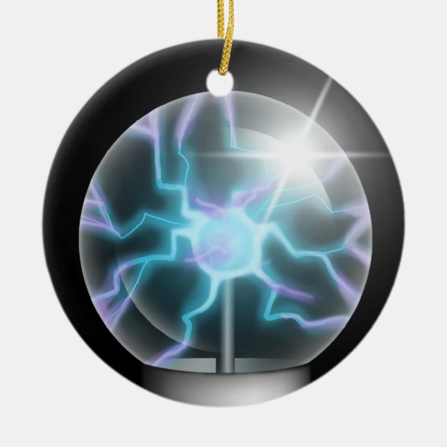 Blått Plasma Boll Ceramic Träd Ornament (Framsidan)