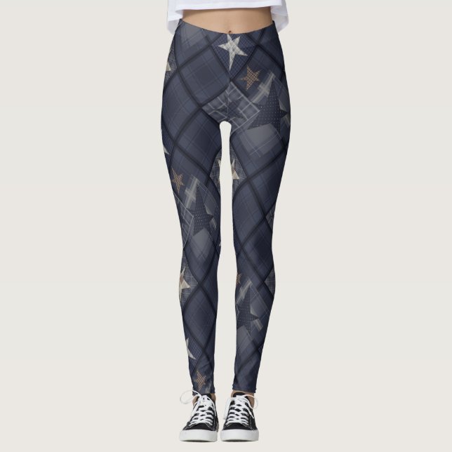 Blått plåster leggings (Framsida)