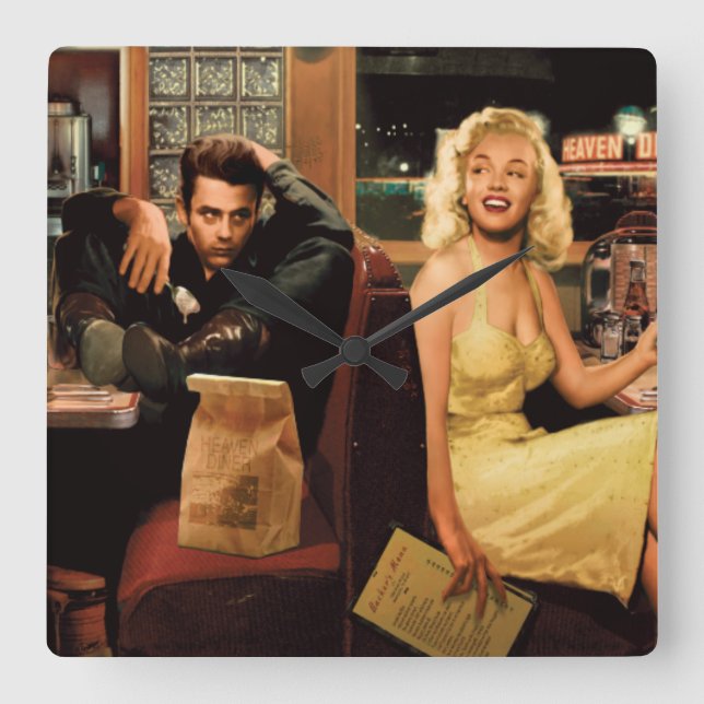 Blått pläterar fyrkantig klocka (Framsida)