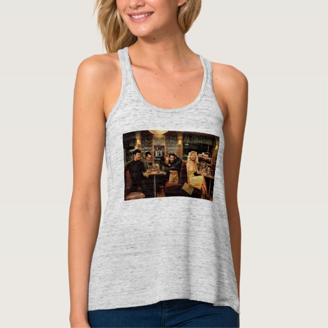 Blått pläterar linne med racerback  (Framsida)