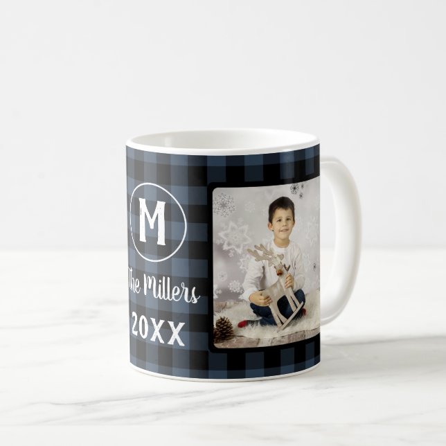 Blått Play Helgdag Family Namn 2-fotoår Kaffemugg (Framsida höger)