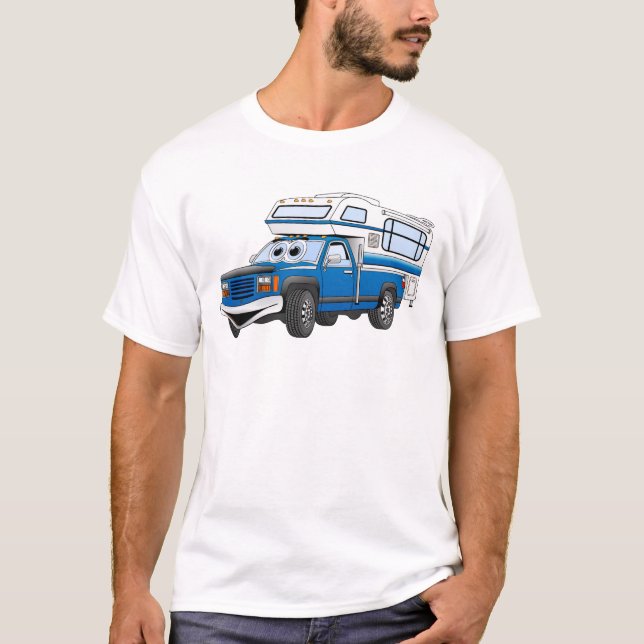 Blått Plocka upp Camper-Tecknad T-shirt (Framsida)