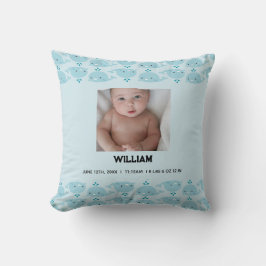 Blått Pojke Namn-födelsedatum | Foto Baby Kudde