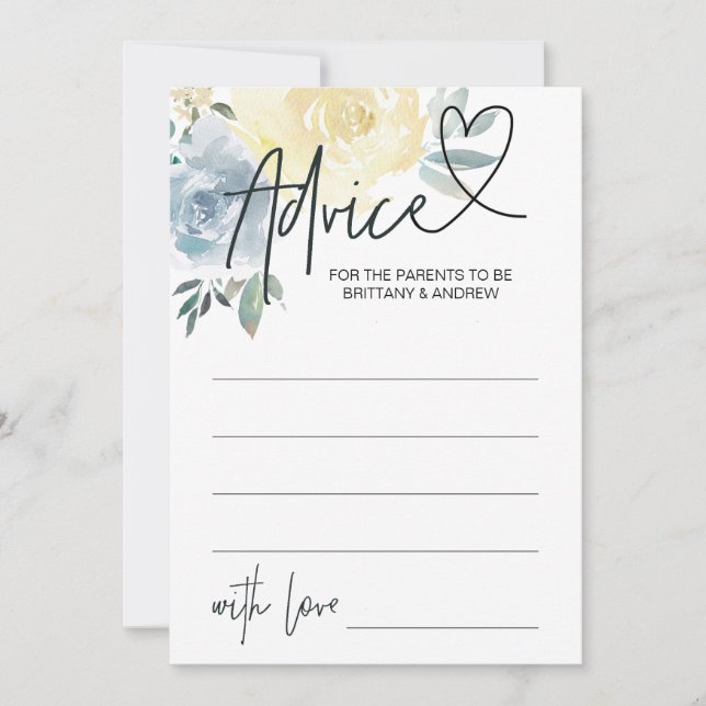 Blått Pojke-spelkort för Blommigt-visningsråd Inbjudningar (Framsida)