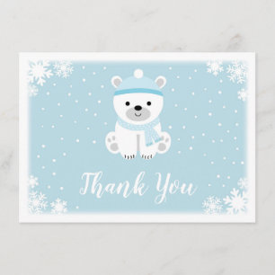 Blått Polar Bear Baby Shower-Tack Tack Kort