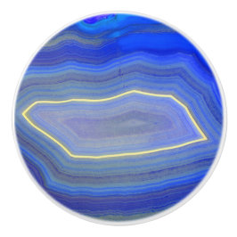 Blått polerat agate-segment knopp